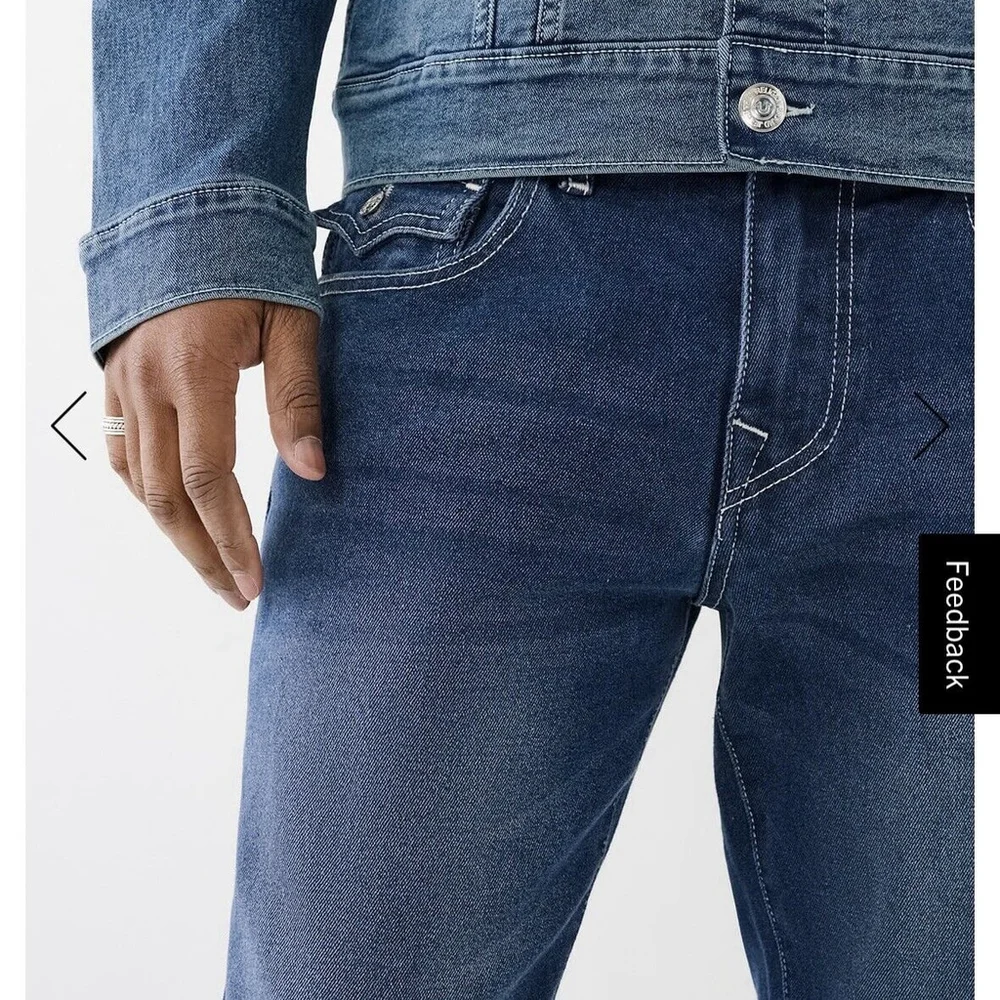NWT True Religion Ricky Relaxed Straight Flap Jeans 34X34 Men Blue Orig.$159